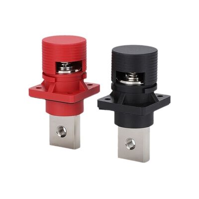 300A-400A Through-Wall Battery Terminal Connector with Snap-On Round Protective Cover (Red/Black)