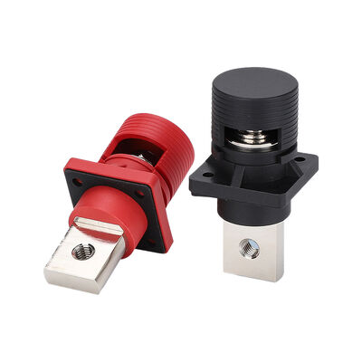 300A-400A Through-Wall Battery Terminal Connector with Snap-On Round Protective Cover (Red/Black)