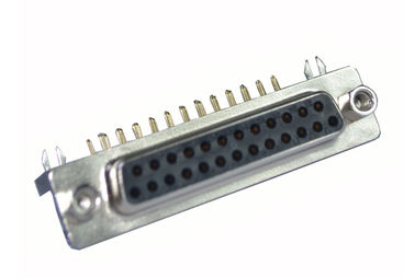 90 Degree 25 Pin D Sub Male Connector Two Rows Female DR With Back Shell